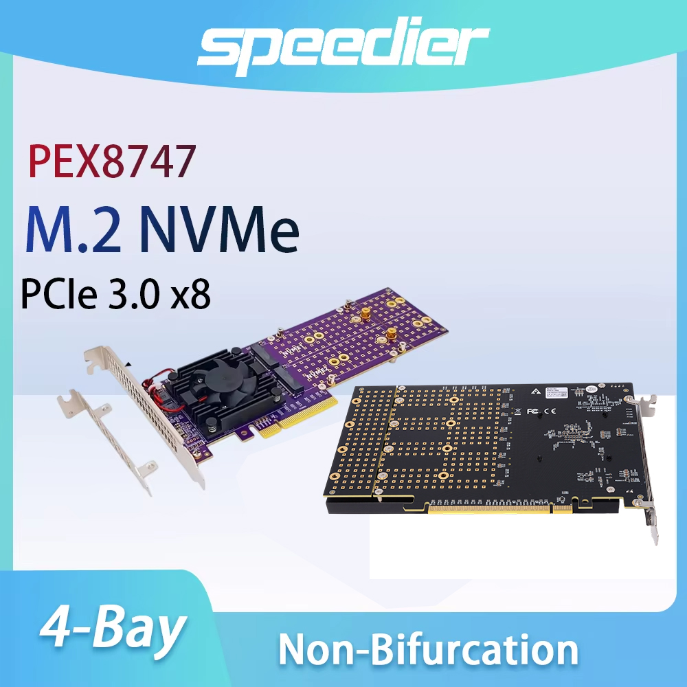 Quad M.2 Nvme Pcie Bifurcation Card - Placa de expansão PCIe 3.0 X8