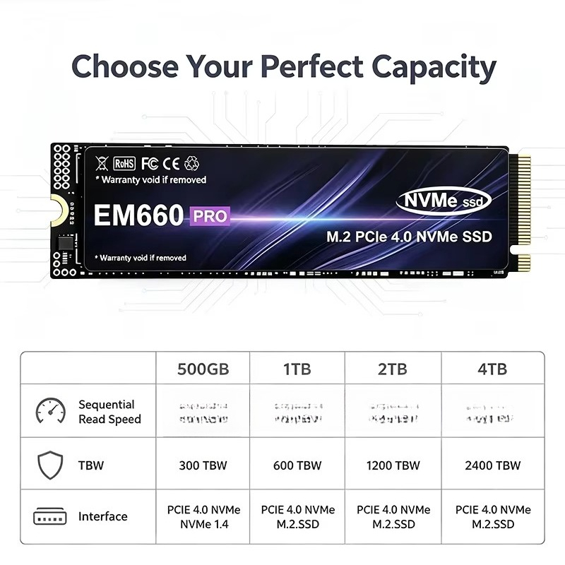 SSD M.2 NVMe PCIe 4.0 EM660 50 - M.2 Nvme 4Tb Pcie 4.0 Ssd avaliação e preço